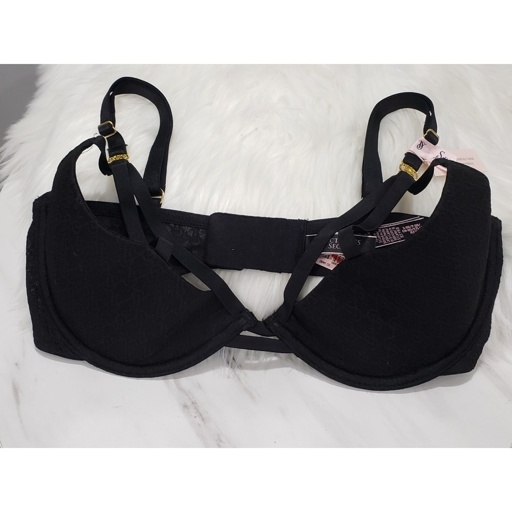 NEW Victoria's Secret Size‎ S-DD Black Very Sexy Unlined Underwired Plunge Bra